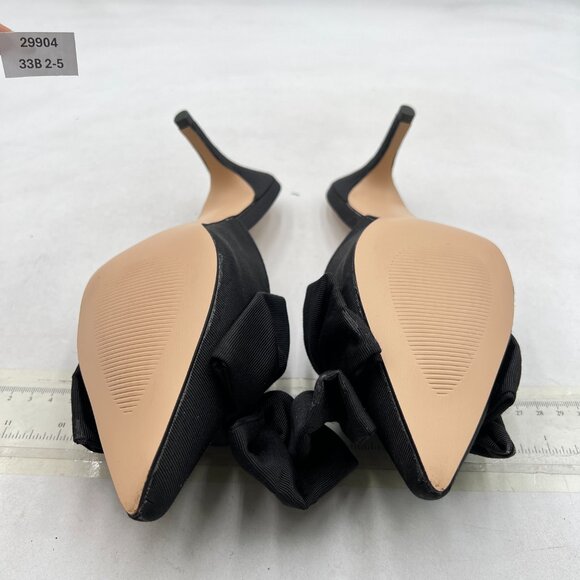 Tang'scuisins Black Bowknot Slip on Mules Pointy Toe Stiletto Heels Elegant Shoe - Picture 7 of 8
